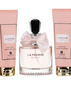 (plu00068) - Set Cadou La Femme Bloom Apa de Parfum 100ml + Gel De Dus 100ml + Lotiune de corp 100ml, Riiffs