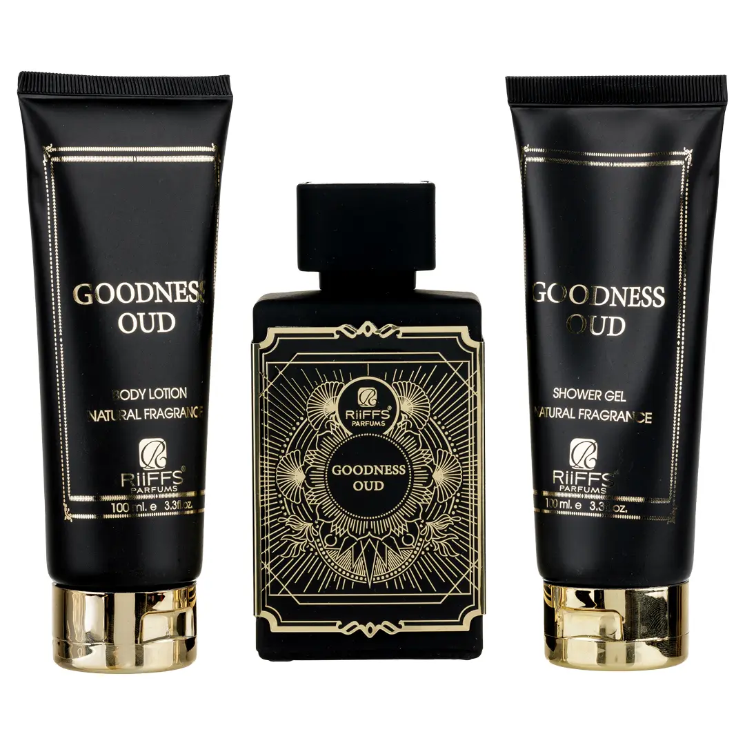 (plu00069) - Set Cadou Goodness Oud Apa de Parfum 100ml + Gel De Dus 100ml + Lotiune de corp 100ml, Riiffs