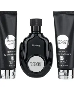 (plu00056) - Set Cadou Masculin Leather Apa de Parfum 100ml + Gel De Dus 100ml + Lotiune de corp 100ml, Riiffs